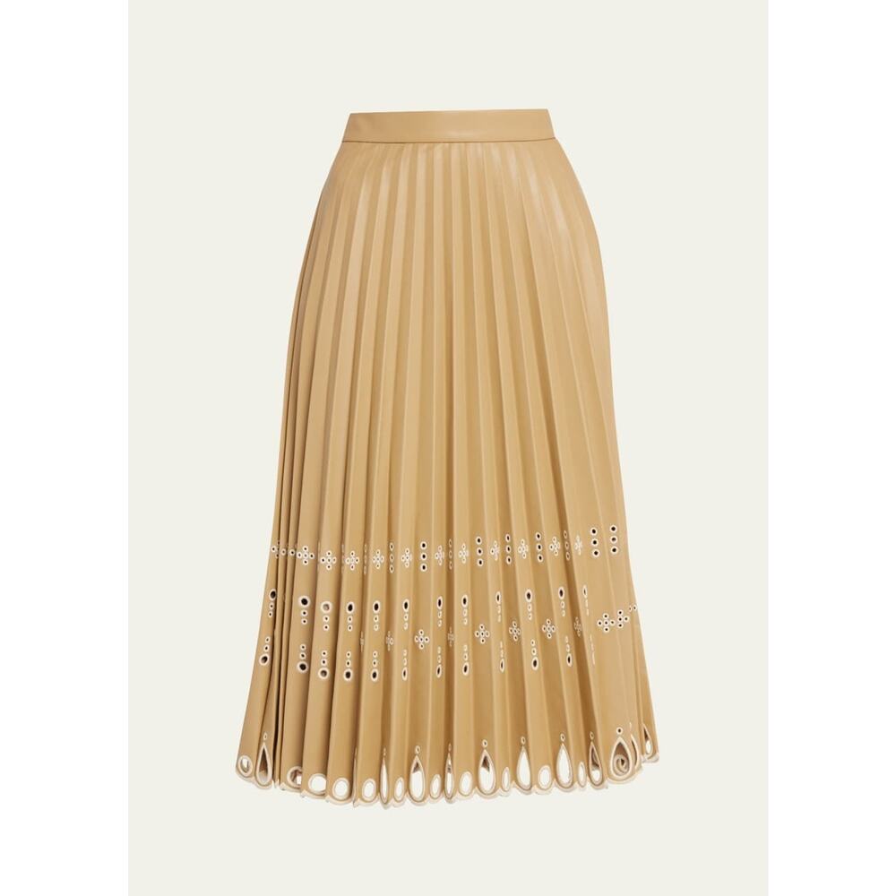 Simkhai Harden Laser-Cut Vegan Leather Midi Skirt Camel - 4